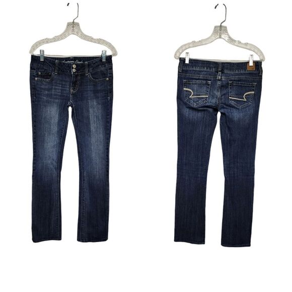 AE American Eagle Blue Artist Low Rise Stretch Bootcut Denim Jeans Size 4R - Picture 1 of 7